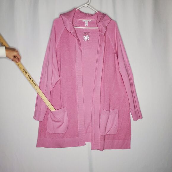 Isaac Mizrahi Cardigan Womens 2X Pink Hood Pocket - Picture 4 of 8